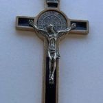 Vintage Ebony Inlay Crucifix Pendant 3" Jesus Christ Pectoral cross Pendant Black Photo 1