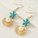 18k Gold Tone Seashell 🐚 Star ⭐️ Earrings ✨​ Photo 0