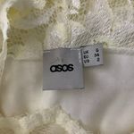 ASOS  Floral Lace Bodycon Mini Dress 2 Cream Sheer 3/4 Sleeves V Neck Lined Photo 4