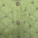 Faux Mohair Knitted Sweater Short Cardigan Fluffy size small Green Photo 1