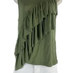 J.Crew Tiered Ruffle Drapey Crew Neck Tank Top Green Size M Photo 4