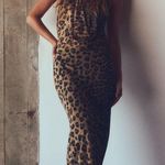 ZARA  Maxi plunge neck halter Dress Mesh Cheetah Animal print bodycon Photo 12