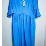 Ny Collection Swiss Dot Dress Medium Blue V-Neck Empire Waist Bell Sleeve NWT Photo 3