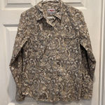 Roper Womens Large Pearl Snap Button Up Western Style Shirt Beige Paisley‎ Rodeo Tan Photo 0