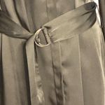 Zara olive green satin grommet detail belted Ring Trim maxi shirtdress Size Medium Photo 5
