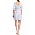 Derek Lam  10 CROSBY White Blue Striped Embroidered Pin Dots V-Neck Dress 6 Photo 7