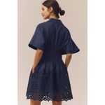 Anthropologie NEW  Exquise The Tobie Button Front Pleated Shirt Dress Eyelet Mini Photo 1