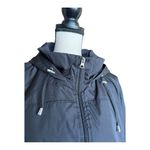 INTL Details Women's Black Hooded Packable Windbreaker Parka Jacket Size XXL Blue Photo 4