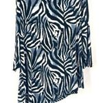 Chico's Women's Zebra Print Boat Neck Asymmetrical Tunic Top Black White Size XL Photo 0