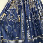Vintage Womens XXS Egyptian Hieroglyphic Blue Midi Skirt Historical Museum Artsy Photo 8