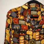 J. McLaughlin  for Sanyo Vintage 100% Silk Purse Print Button Down Blouse size 10 Photo 2