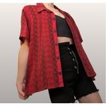 Urban Outfitters  Top‎ Womens Medium Red Snake Print Button Down Photo 2