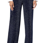 Susan Graver New Occasions Metallic Knit Wide Leg Pants Navy Blue Size Medium Photo 0