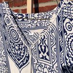 Blue/Orange Print Maxi Swim Coverup with tassels and pompoms Large Blue Photo 4