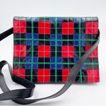 Andrea Pfister Vintage 1980s Multicolor Plaid Splat Leather Clutch Purse Bag Photo 3