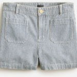 J.Crew EUC Patch-Pocket Striped Denim Shorts, Blue/White, Sz. 10 Photo 0