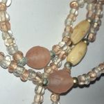 Vintage Transparent Pale Pink & Carved Beaded Boho Necklace Photo 4