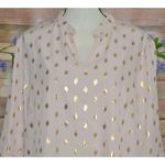 None Womens Pink Metallic Gold Polka Dot Short Shift Dress Size 3XL V-Neck Sexy LS Photo 2