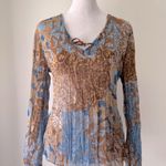Light Blue & Brown Floral Print Semi Photo 1