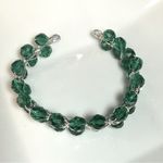 Green Faceted Beaded Open Bangle Cuff Photo 1
