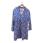 Mahi Gold Blue White Geometric Print V Neck Long Sleeve Tunic Dress X Large. NWT Size XL Photo 1