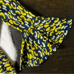 Handmade Blue and Yellow Bell Sleeve Peplum Hem Top Photo 1