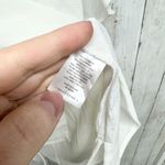 dip Blouse Women Size Medium Ruffled pleated Sides Sleeveless White Round Neck Photo 2