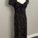 Vintage Y2K Maxi Dress Sweetheart Neckline Heart Flower Print Whimsical Black Size 8 Photo 2