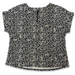 MELLODAY  BLACK & WHITE ANIMAL PRIT DOLMAN SHORT ROLLED SLEEVE SCOOP NECK BLOUSE Photo 1