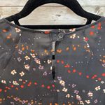 CAbi Womens M Dress #3828 Black Floral AOP Lightweight Short Sleeve Sheer Flare Photo 7