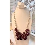 Chunky Maroon Beaded Bib Statement Necklace With Gold Photo 6