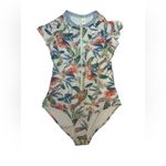 Outdoor Oasis Womens One Piece Swimsuit Size Large Floral Tropical Rashguard White Photo 7