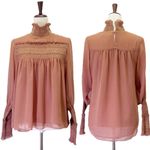 See By Chloe See By Chloé Smocked High-Neck Blouse Dusty Pink Boho Chic Size EU 36 (US 4) Photo 14