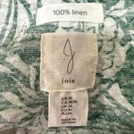 Joie  100% Linen White Green Tropical Leaf Print Short Sleeve Blouse Womens M Photo 4