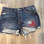 Old Navy Patriotic flag cut off jean shorts womens size 12 button up fly 1.5" inseam Photo 0