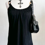 Banana Republic Black O Ring Tank Top,‎ Y2K, Edgy, Grunge, Punk, Clubwear, Cyber, Goth, Medium Photo 0