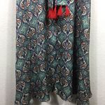 Anthropologie  Sachin + Babi Maxi Dress Size 2 Tasseled Red Blue Abstract Satin Photo 10