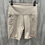 Aerie Tan Bike Shorts Floral Eyelet Cut Outs Pockets Womens Medium Lounge Gym Photo 0