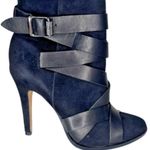 Sam Edelman Vanna Black Suede Leather Strap Buckle Heel Booties Size 6.5 Event Photo 5