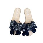 MANEBI Blue Bandana Print Slide Sandals Size 10 Photo 3