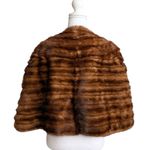 Vintage Fur Capelet Stole Cape Wrap Shawl with POCKETS Brown Size M Photo 1