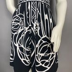 BCBGMAXAZRIA  Dress Abstract Print Black‎ White Tie Waist Pockets Size Medium Photo 3