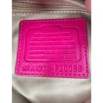 Coach Medium Signature Shoulder Handbag Beige With Hot Pink Leather Trim Photo 5