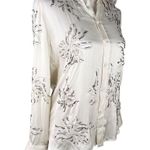ZARA  Button Up Blouse XS Cream Embellishments Beading New Photo 3