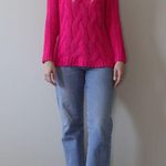 Fuchsia Pink Knit Cozy Square Neck Sweater One Size Photo 4
