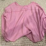 Free People Pink  Off-The-Shoulder Waffle Knit Sweater Photo 1