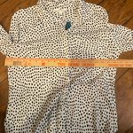 Market & Spruce  Black and White Dot button down blouse shirt top large NWT Photo 3
