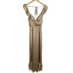 Show Me Your Mumu  Samantha Ruffle Wrap Dress Champagne Luxe Satin Size XS Photo 5