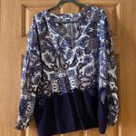 Lascana Women Blue Paisley Tunic Top Viscose V Neck 12/14 Large Photo 0