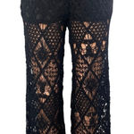 ZARA NEW Black Crochet High Waist Sheer Wide Leg Cover Up Trousers Pants Size XS Photo 0